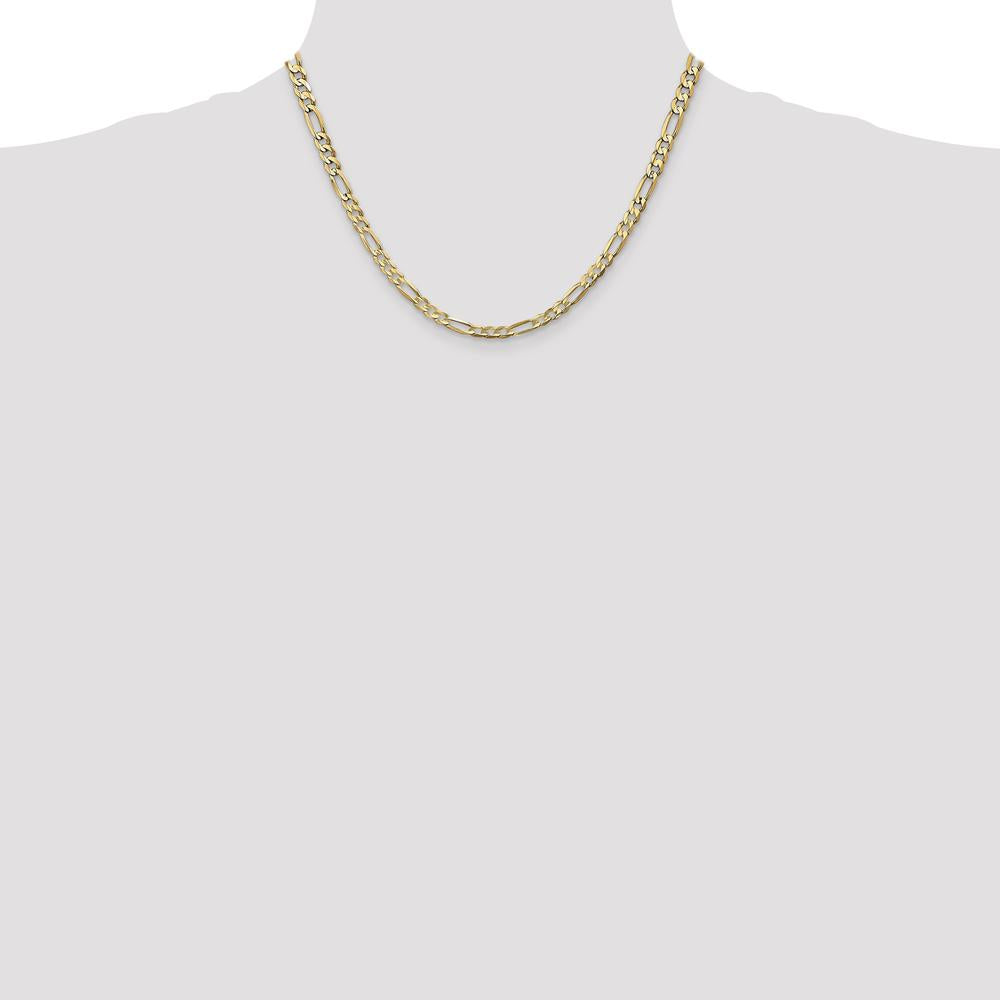 14K Yellow Gold 18" 4.5mm Concave Open Figaro Chain with Lobster Clasp by Oro Pregiato