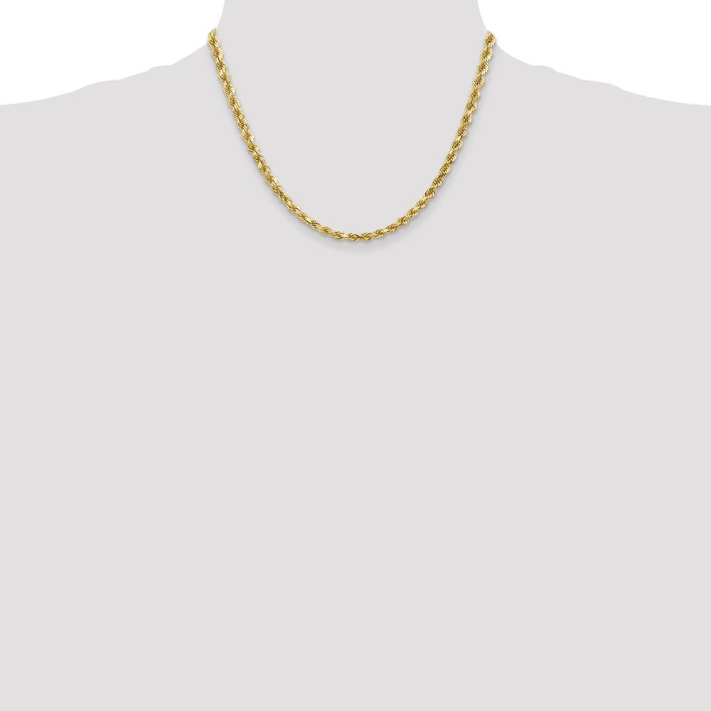 14K Yellow Gold 18" 4.5mm Diamond-Cut Rope Chain Necklace with Lobster Clasp