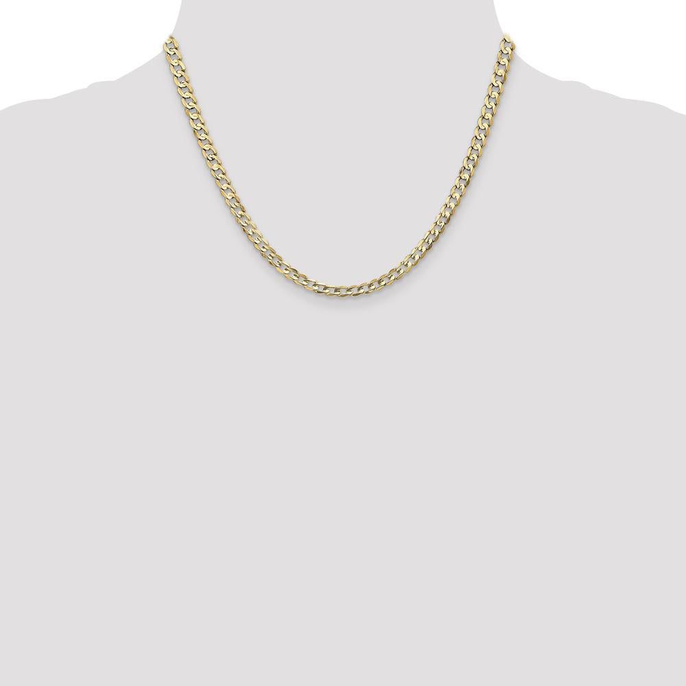 14K Yellow Gold 18" 4.5mm Open Concave Curb Chain Necklace - Polished Finish by Oro Pregiato