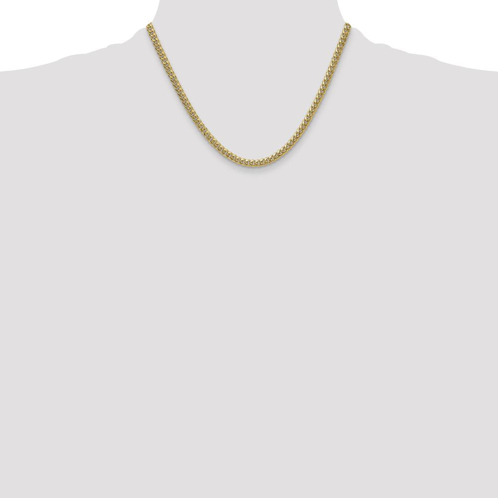 14K Yellow Gold 18" 4.5mm Semi-Solid Miami Cuban Chain Necklace by Oro Pregiato