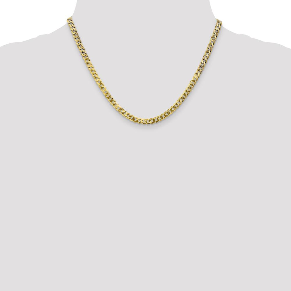 14K Yellow Gold 18" 4.75mm Flat Beveled Curb Chain with Lobster Clasp by Oro Pregiato