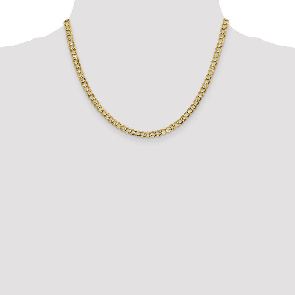 14K Yellow Gold 18" 4.7mm Flat Cuban Chain with Lobster Clasp - Lightweight Design by Oro Pregiato