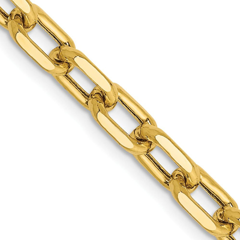 14K Yellow Gold 18" 4.9mm Diamond-Cut Semi-Solid Cable Link Chain with Lobster Clasp by Oro Pregiato