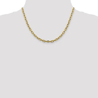 14K Yellow Gold 18" 4.9mm Diamond-Cut Semi-Solid Cable Link Chain with Lobster Clasp by Oro Pregiato