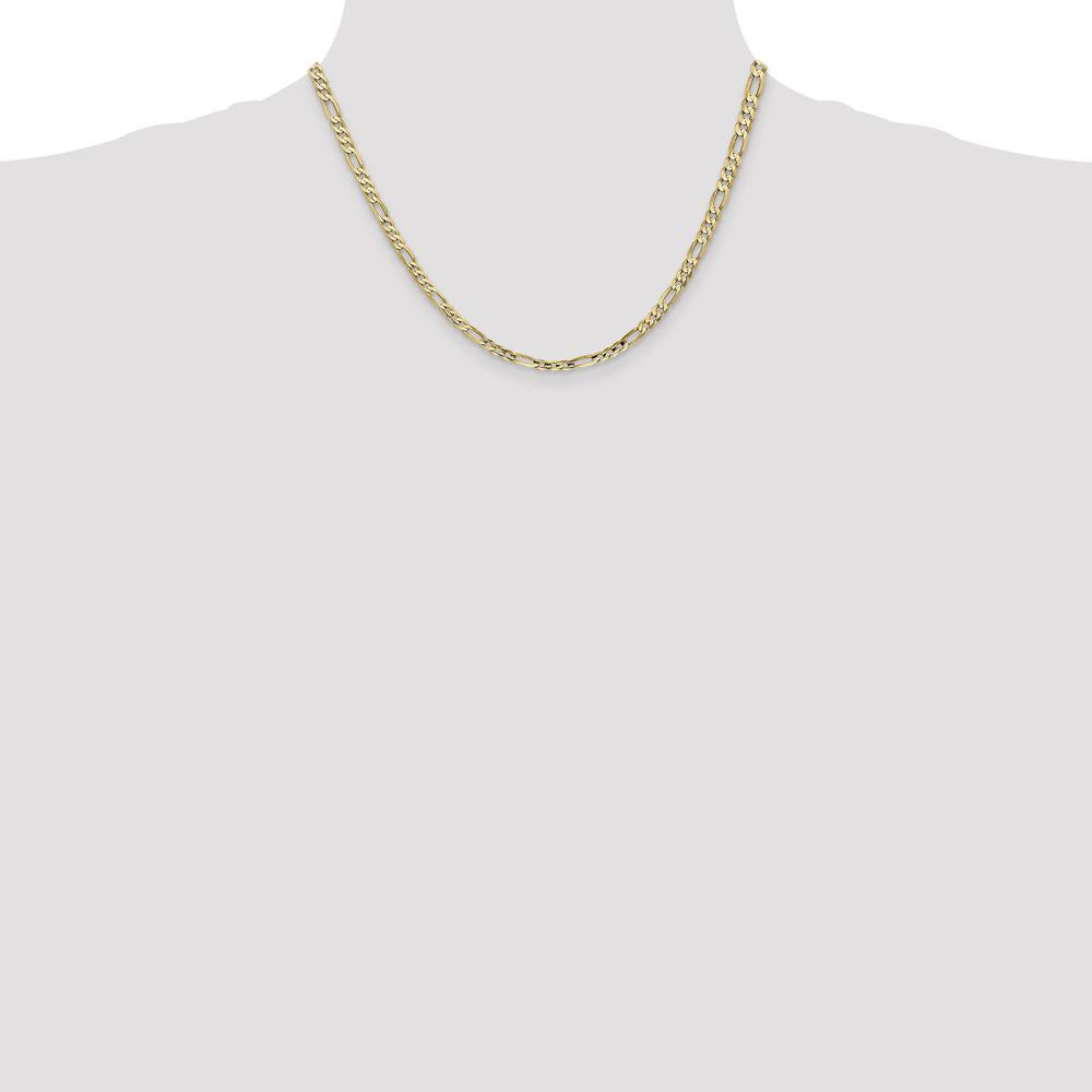14K Yellow Gold 18" 4mm Concave Open Figaro Chain Necklace with Lobster Clasp by Oro Pregiato