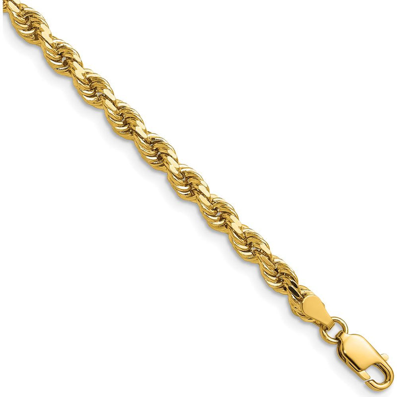 14K Yellow Gold 18" 4mm Diamond-Cut Rope Chain with Lobster Clasp