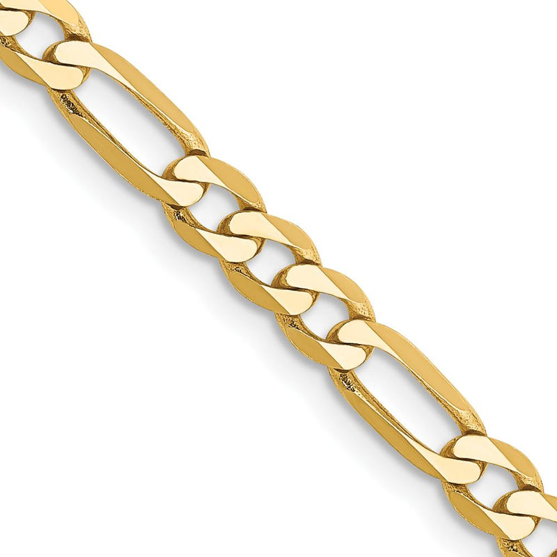 14K Yellow Gold 18" 4mm Flat Figaro Chain Necklace with Lobster Clasp by Oro Pregiato