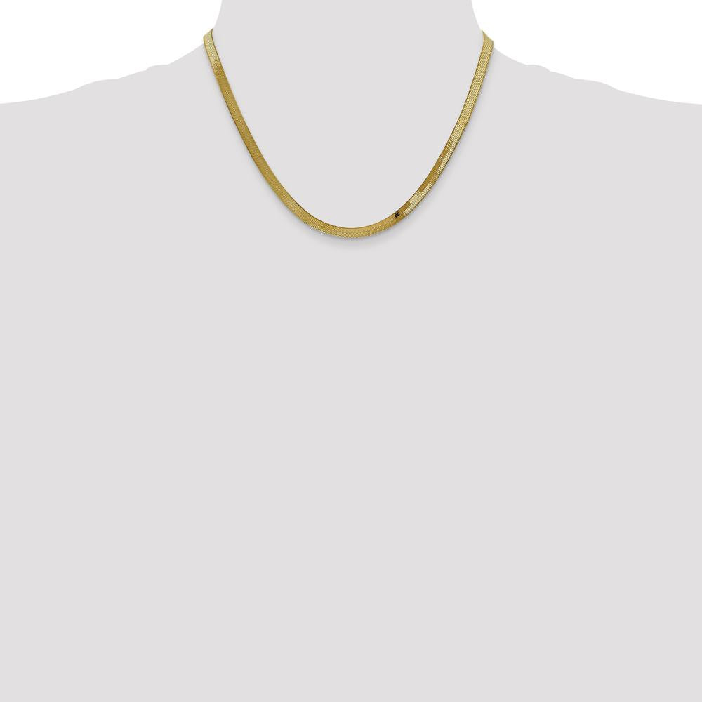 14K Yellow Gold 18" 4mm Herringbone Chain with Lobster Clasp - Polished Finish by 0