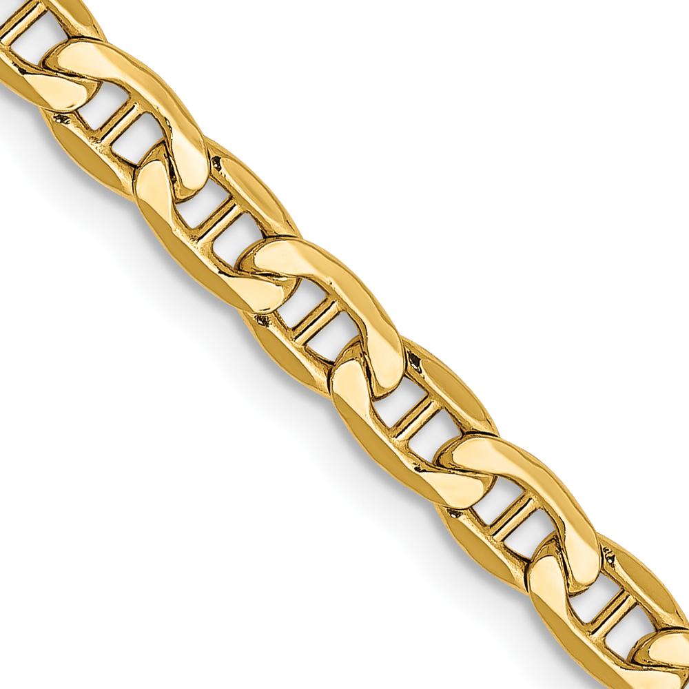 14K Yellow Gold 18" 4mm Semi-Solid Anchor Chain with Lobster Clasp by IBGoodman