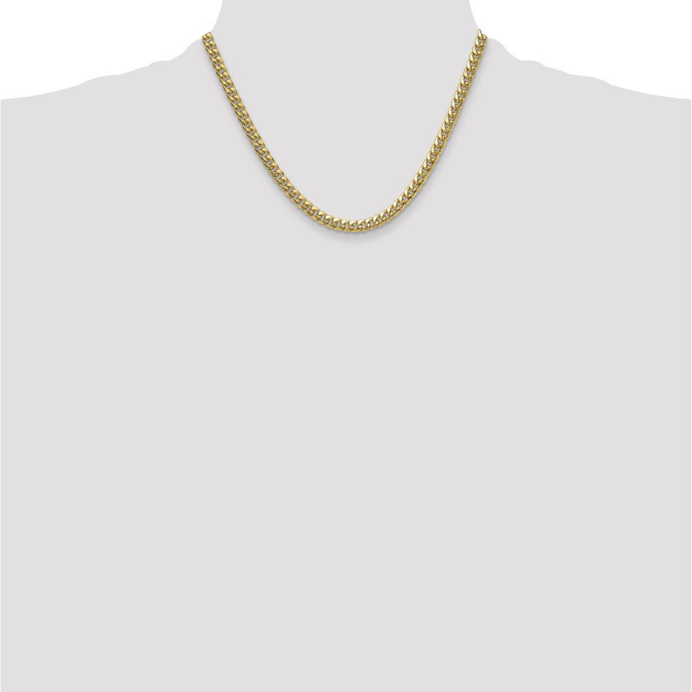 14K Yellow Gold 18" 5.25mm Semi-Solid Cuban Link Chain Necklace by Oro Pregiato
