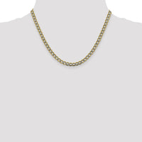 14K Yellow Gold 18" 5.2mm Semi-Solid Rhodium Pavé Curb Chain with Lobster Clasp by Oro Pregiato