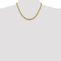 14K Yellow Gold 18" 5.4mm Semi Solid Rope Chain Necklace with Lobster Clasp by Oro Pregiato