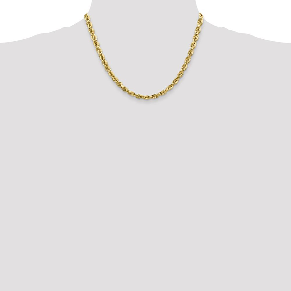 14K Yellow Gold 18" 5.5mm Diamond-Cut Rope Chain with Fancy Lobster Clasp