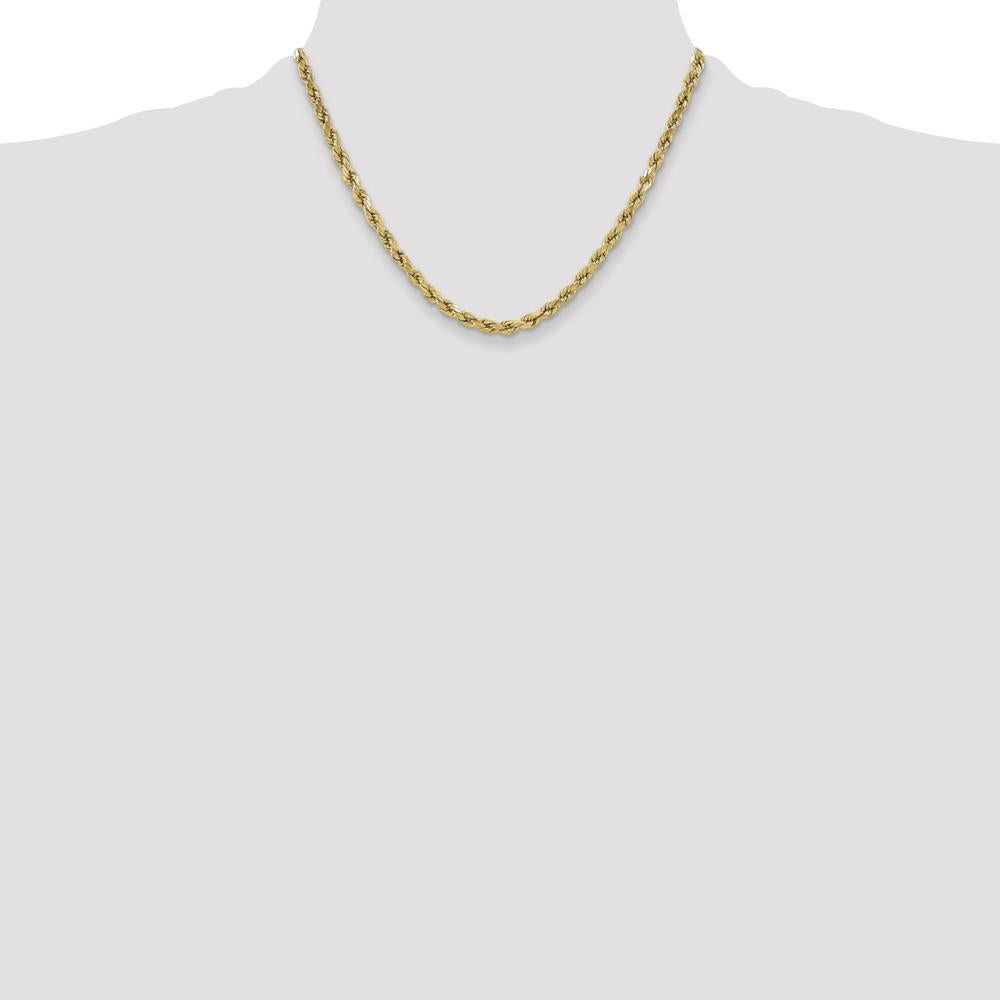 14K Yellow Gold 18" 5.5mm Semi-Solid Diamond-Cut Rope Chain with Lobster Clasp by Oro Pregiato