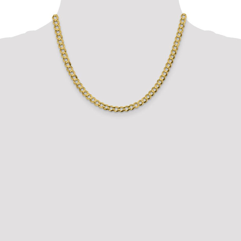 14K Yellow Gold 18" 5.9mm Lightweight Flat Cuban Chain with Lobster Clasp by Oro Pregiato