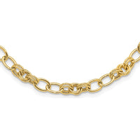 14K Yellow Gold 18.5" Fancy Link Chain Necklace with Polished and Textured 6mm Links by 0