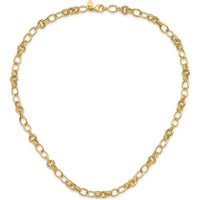 14K Yellow Gold 18.5" Fancy Link Chain Necklace with Polished and Textured 6mm Links by 0