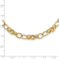 14K Yellow Gold 18.5" Fancy Link Chain Necklace with Polished and Textured 6mm Links by 0