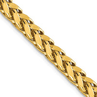 14K Yellow Gold 18" 5mm Semi-Solid Diamond-cut Wheat Chain with Lobster Clasp by Oro Pregiato