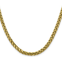14K Yellow Gold 18" 5mm Semi-Solid Diamond-cut Wheat Chain with Lobster Clasp by Oro Pregiato