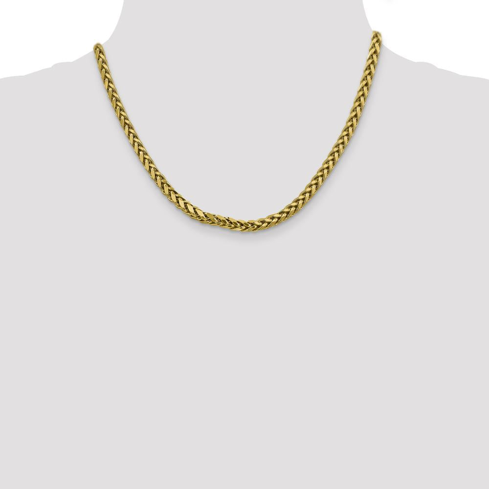 14K Yellow Gold 18" 5mm Semi-Solid Diamond-cut Wheat Chain with Lobster Clasp by Oro Pregiato