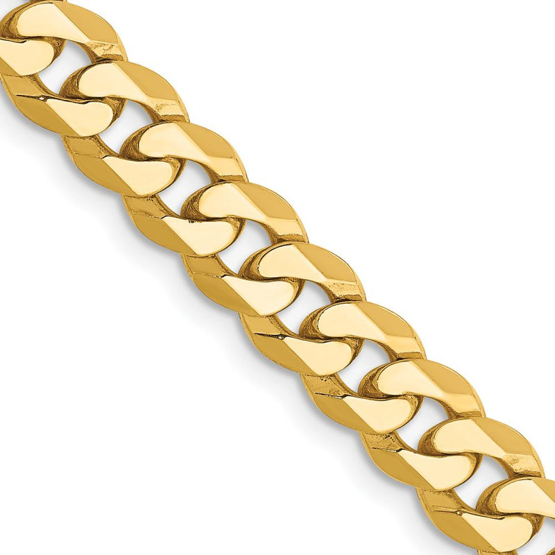 14K Yellow Gold 18" 6.25mm Flat Beveled Curb Chain with Lobster Clasp for Men by Oro Pregiato