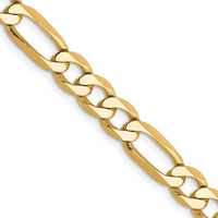 14K Yellow Gold 18" 6.25mm Flat Figaro Chain with Lobster Clasp by Oro Pregiato