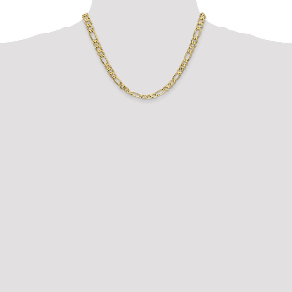 14K Yellow Gold 18" 6.25mm Flat Figaro Chain with Lobster Clasp by Oro Pregiato