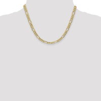 14K Yellow Gold 18" 6.25mm Semi-Solid Figaro Chain with Lobster Clasp by Oro Pregiato