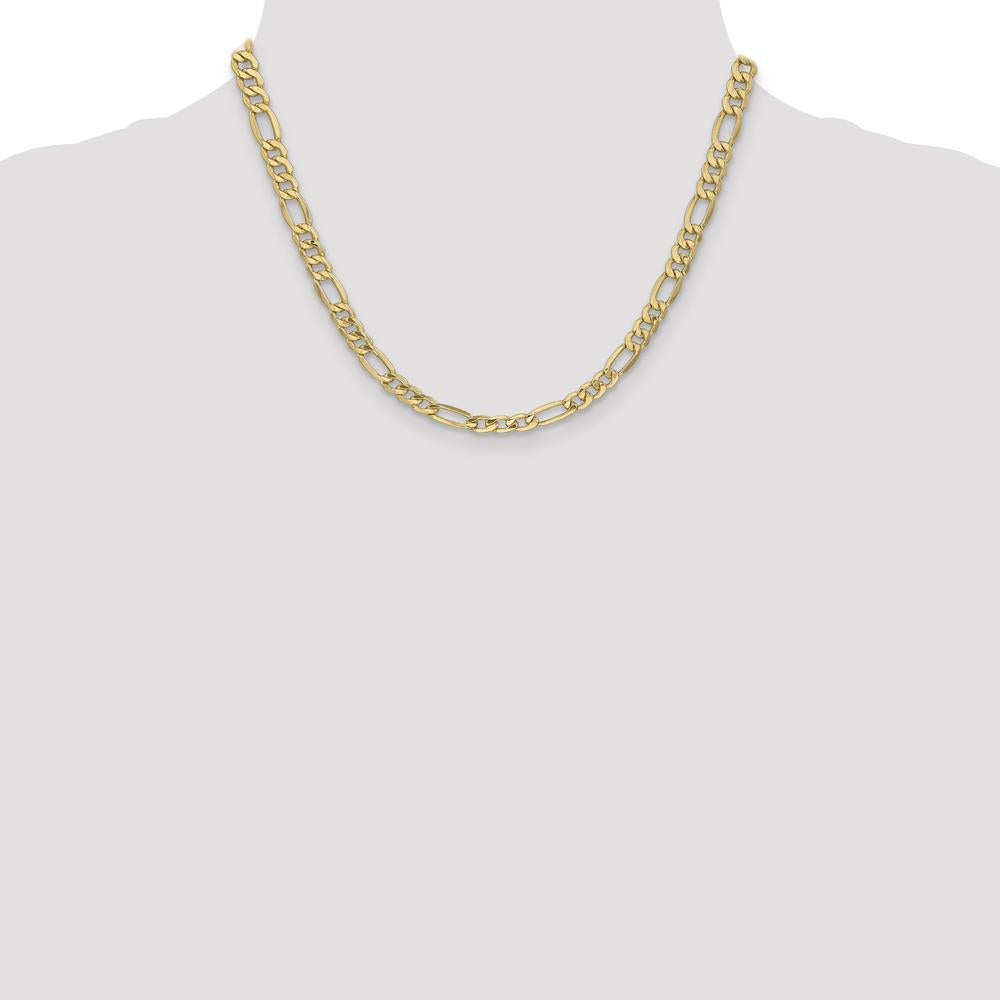 14K Yellow Gold 18" 6.25mm Semi-Solid Figaro Chain with Lobster Clasp by Oro Pregiato