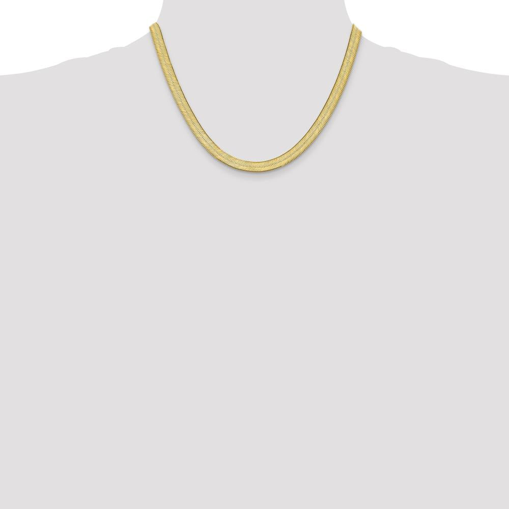 14K Yellow Gold 18" 6.5mm Herringbone Chain with Lobster Clasp - Polished Finish by 0
