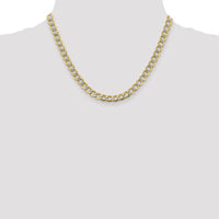 14K Yellow Gold 18" 6.75mm Semi-Solid Curb Chain with Rhodium Pavé Accents - Polished Finish by Oro Pregiato