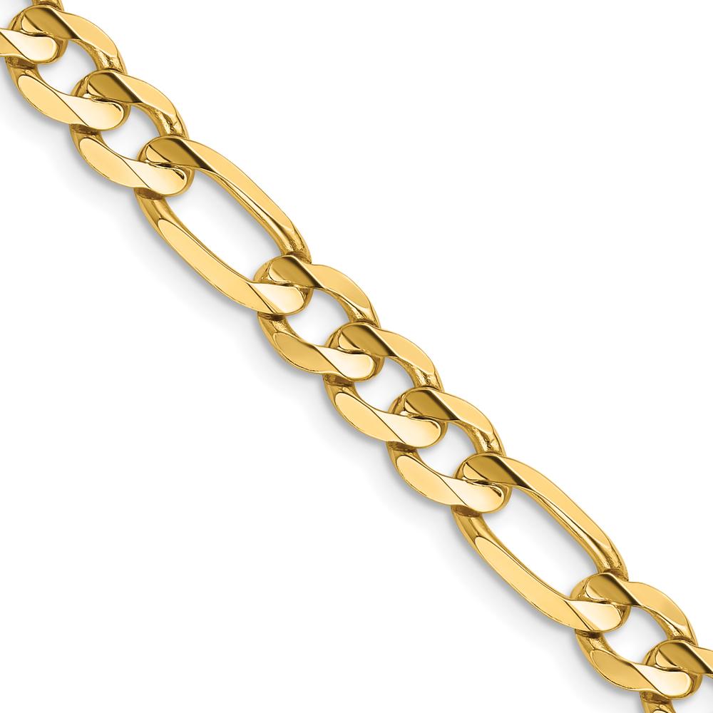14K Yellow Gold 18" 6mm Concave Open Figaro Chain Necklace with Lobster Clasp by Oro Pregiato