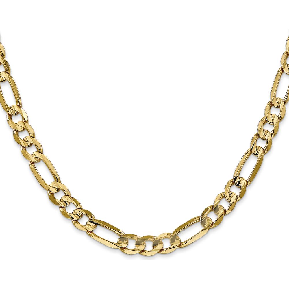 14K Yellow Gold 18" 6mm Concave Open Figaro Chain Necklace with Lobster Clasp by Oro Pregiato