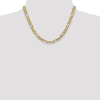 14K Yellow Gold 18" 6mm Concave Open Figaro Chain Necklace with Lobster Clasp by Oro Pregiato