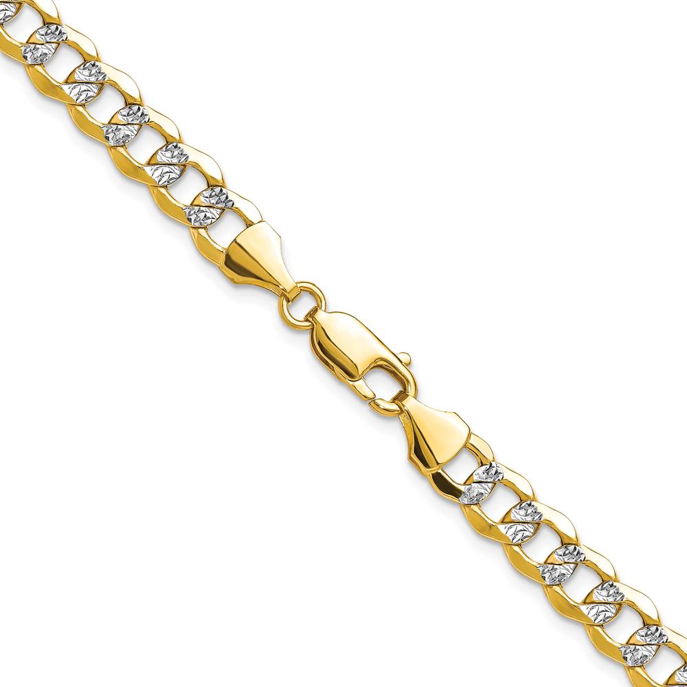 14K Yellow Gold 18" 7.1mm Semi-Solid Curb Chain with Rhodium Pavé Accents by Oro Pregiato