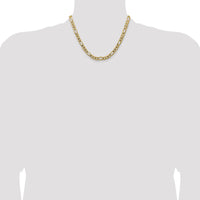 14K Yellow Gold 18" 7.5mm Concave Open Figaro Chain Necklace with Lobster Clasp by Oro Pregiato