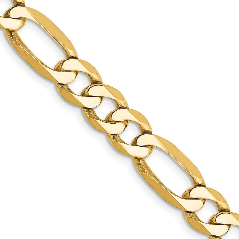 14K Yellow Gold 18" 7mm Flat Figaro Chain Necklace with Lobster Clasp by Oro Pregiato