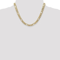 14K Yellow Gold 18" 7mm Flat Figaro Chain Necklace with Lobster Clasp by Oro Pregiato