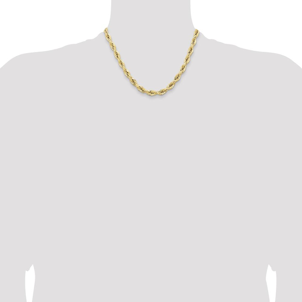 14K Yellow Gold 18" 7mm Semi-Solid Rope Chain with Lobster Clasp by Oro Pregiato