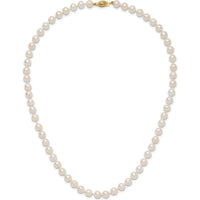 14K Yellow Gold 18" Akoya Saltwater Cultured Pearl Necklace - 6-7mm Round Pearls by Monteluci Fine Jewelry