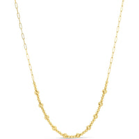 14K Yellow Gold 18" Bead Necklace on Paperclip Chain with Diamond-Cut Pallina Beads by Orozza Fine Jewelry