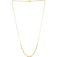 14K Yellow Gold 18" Bead Necklace on Paperclip Chain with Diamond-Cut Pallina Beads by Orozza Fine Jewelry