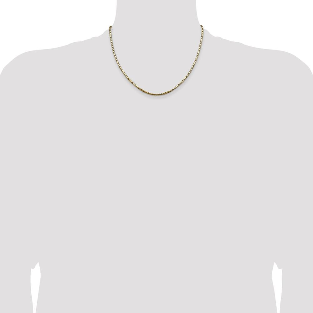 14K Yellow Gold 18" Box Chain Necklace - 2.5mm Width with Lobster Clasp by Oro Pregiato