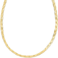 14K Yellow Gold 18" Braided Herringbone Fancy Chain with Diamond-Cut Textured Finish by Orozza Fine Jewelry