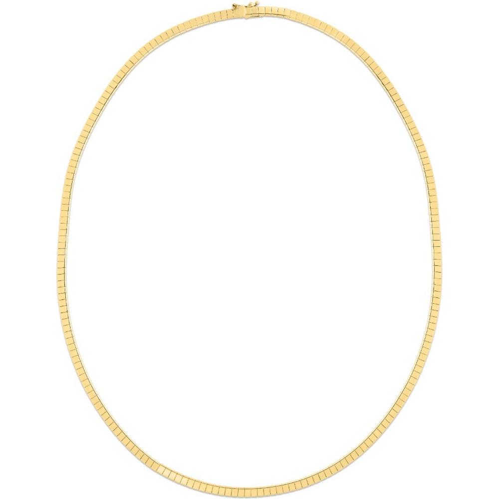 14K Yellow Gold 18" Brick Omega Necklace with Box and Figure 8 Clasp - Cubetto Collection by Orozza Fine Jewelry