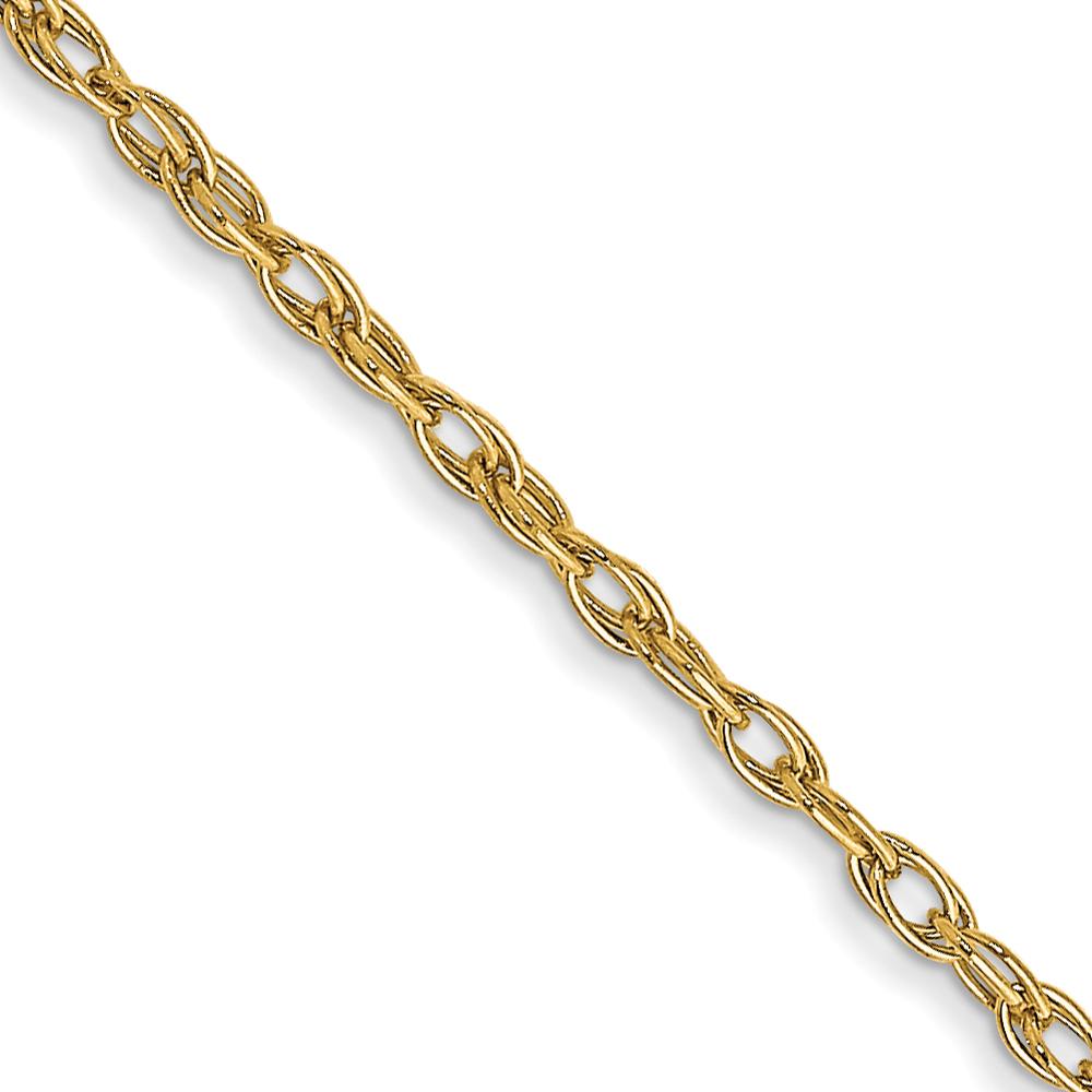 14K Yellow Gold 18" Cable Rope Chain Necklace - Polished Finish, 1.35mm Width