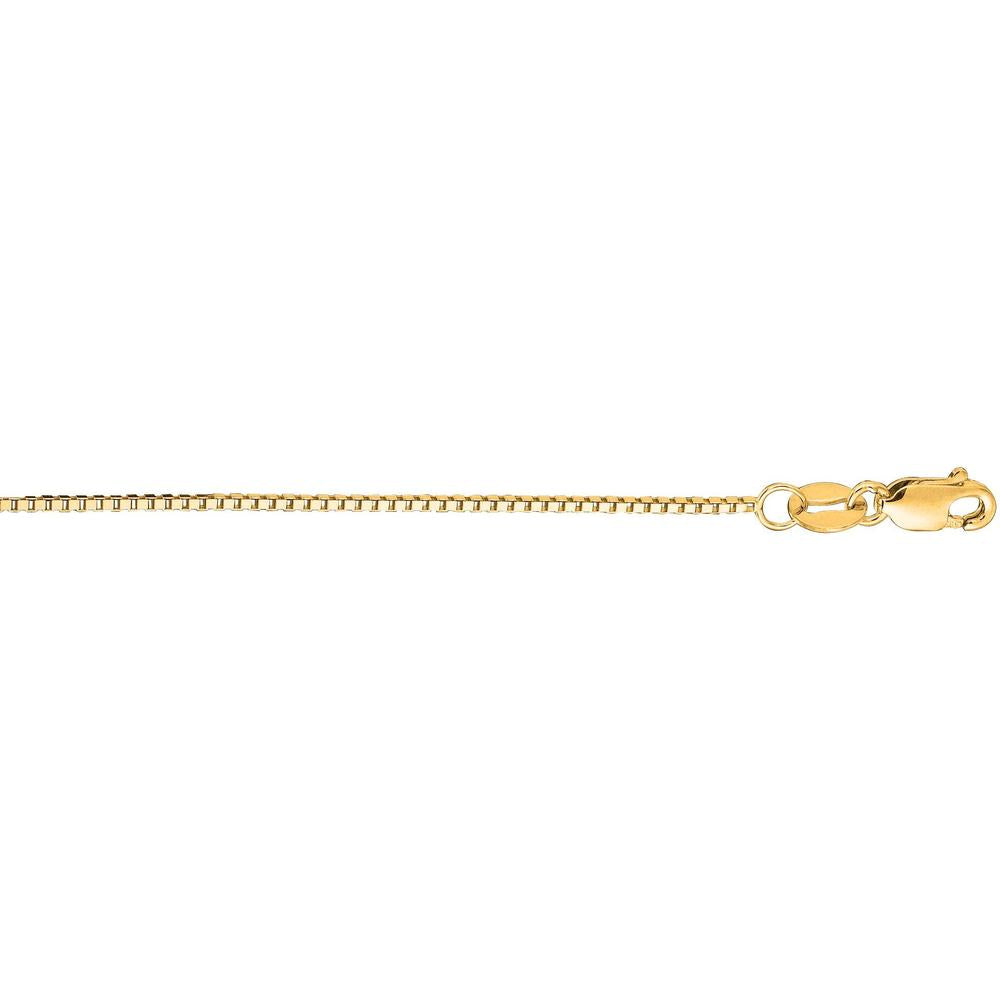 14K Yellow Gold 18" Classic Box Chain Necklace with Lobster Clasp by Orozza Fine Jewelry