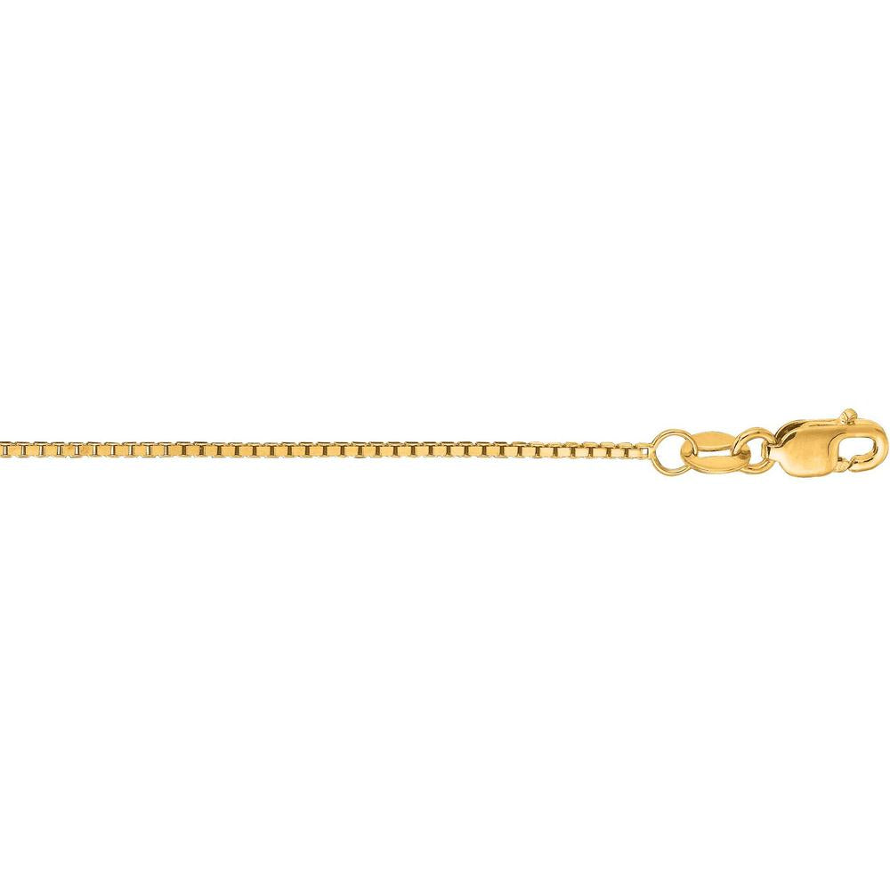 14K Yellow Gold 18" Classic Box Chain Necklace with Lobster Lock Closure by Orozza Fine Jewelry
