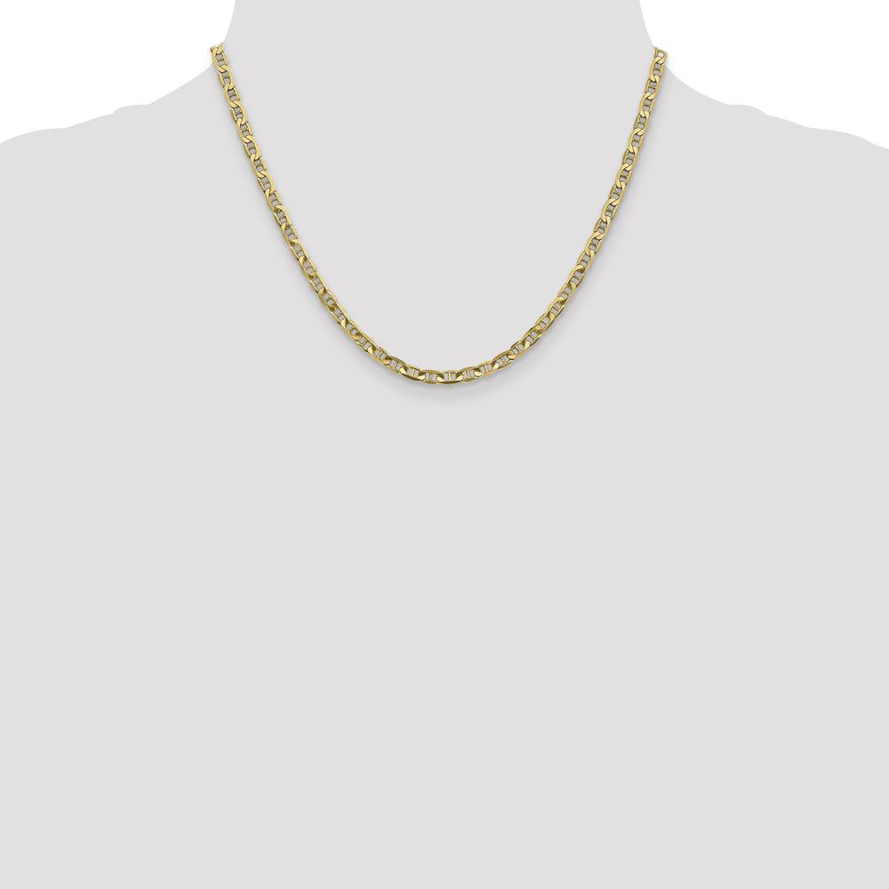 14K Yellow Gold 18" Concave Anchor Chain - 3.75mm Width with Lobster Clasp by Oro Pregiato